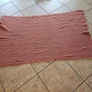 Herringbone Rust Orange Afghan 45" X 79" Blanket Crochet Knit Blanket Handmade